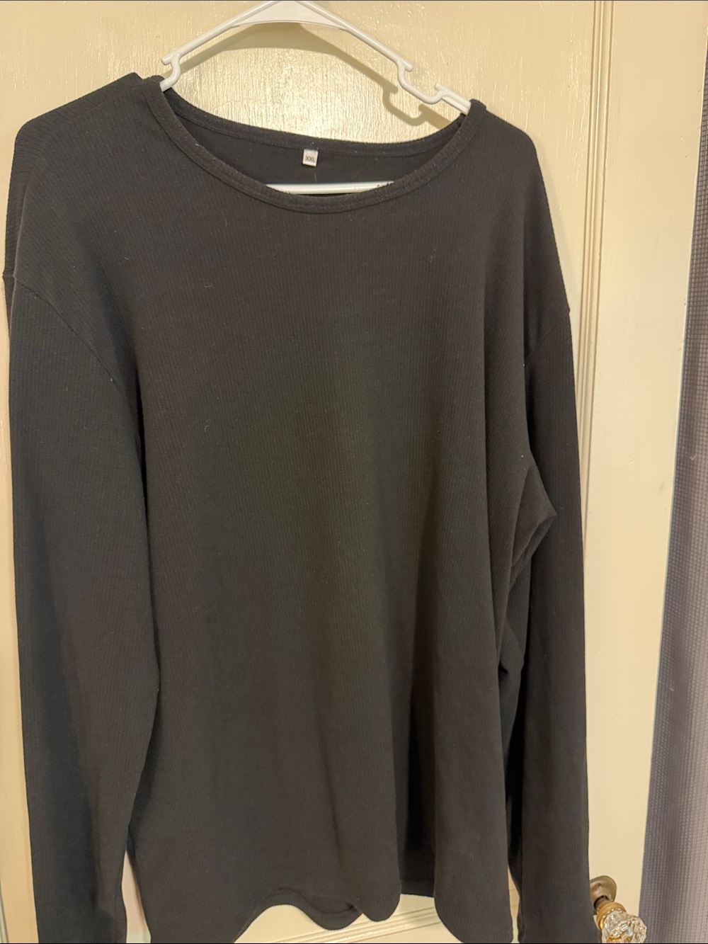 Men's Black Long-Sleeve Ribbed Crewneck Sweater